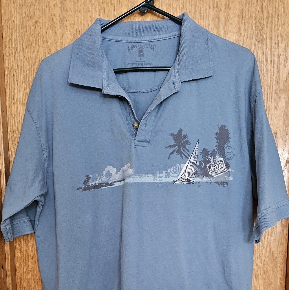 Newport Blue Island Links golf polo shirt Size Large